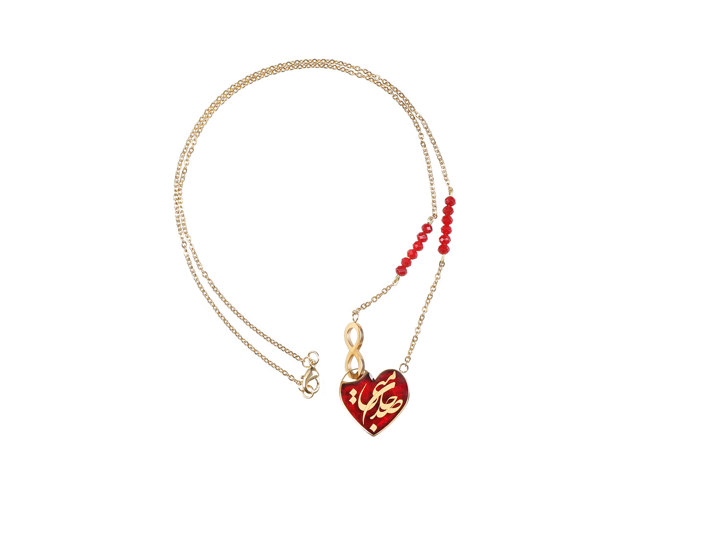 Necklace with coral stone pendant (sad jane mani), 24 carat gold leaf, anti-allergic stainless steel