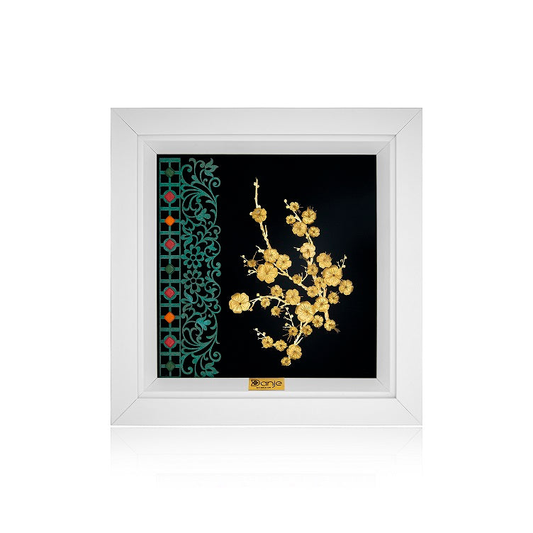 Wandbild, Türkisstein, Sakura-Design, 24 Karat Blattgold