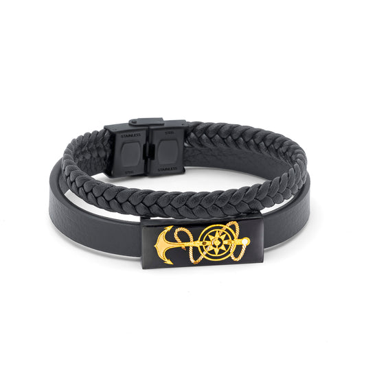 Leder Armband Artemis Design aus 24 Karat Blattgold