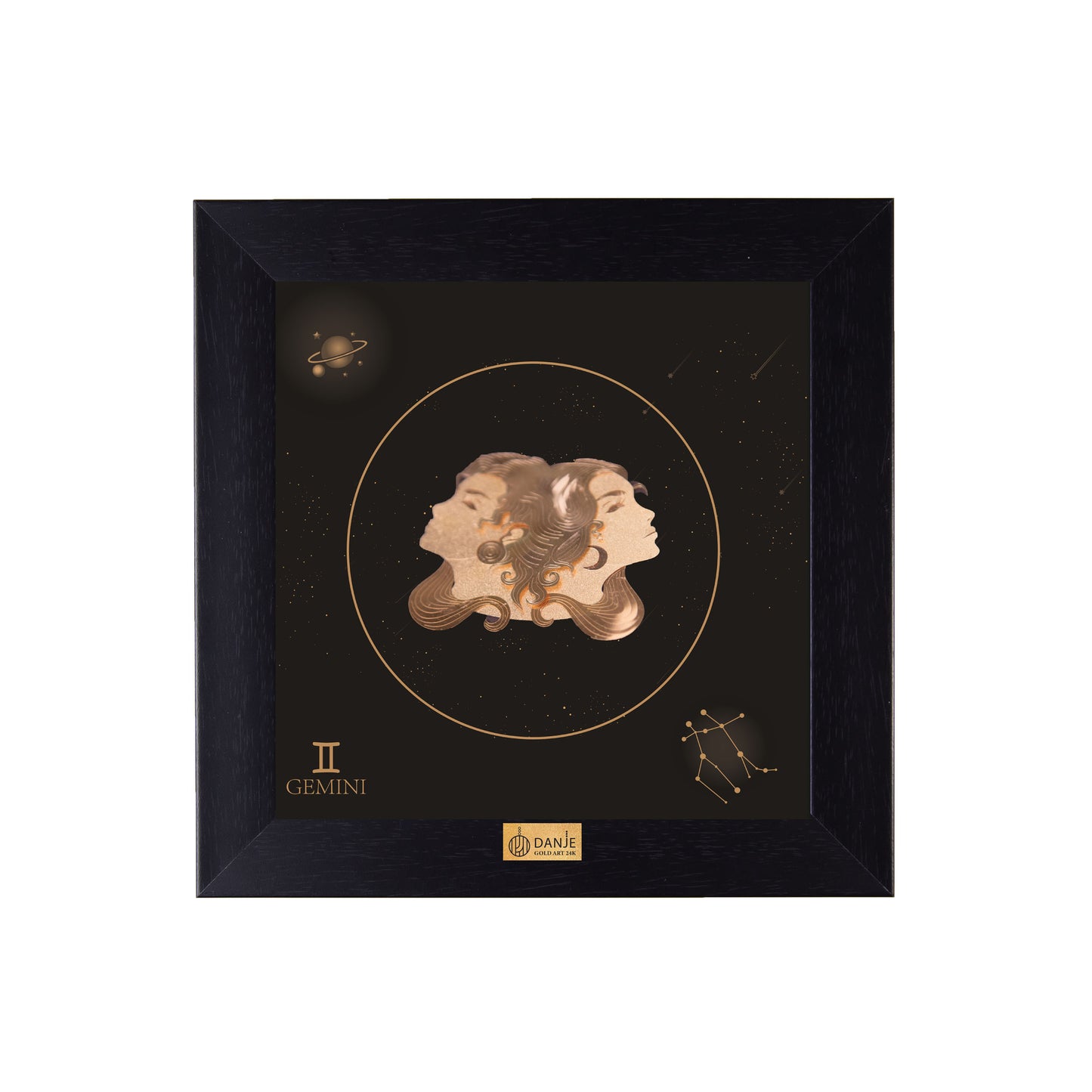 Wall picture, zodiac sign, GEMINI, 24 carat gold leaf