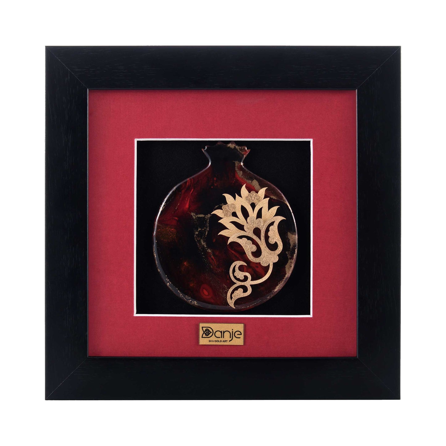 Wandbild, Granatapfel,24 Karat Blattgold, 24*24cm