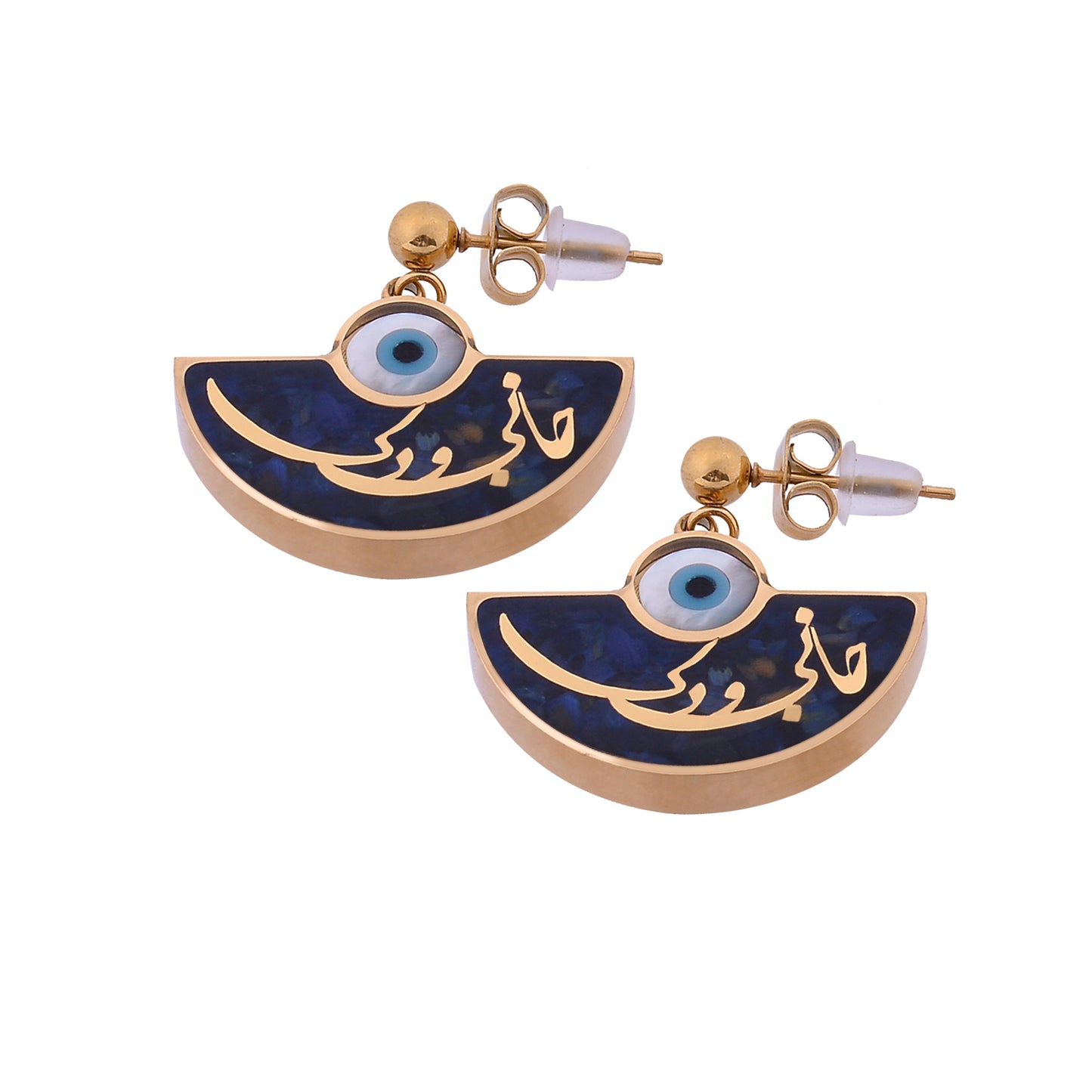 Earrings, you are my heart&life, 24 carat gold leaf, lapis lazuli gemstone