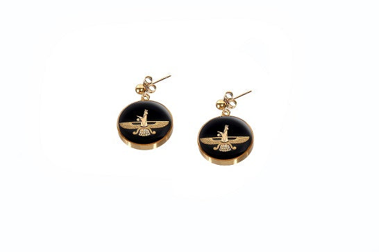 Earrings, Farvahar, 24 carat gold leaf, anti-allergic stainless steel