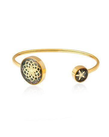 Armband, Dreamcatcher, 24 Karat Blattgold, Edelstahl, Grüner Achat