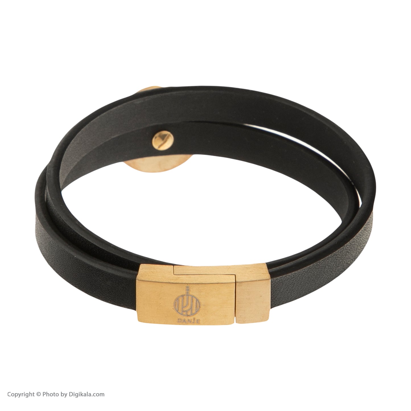Leather bracelet, zodiac sign Scorpio, 24 carat gold leaf, stainless steel
