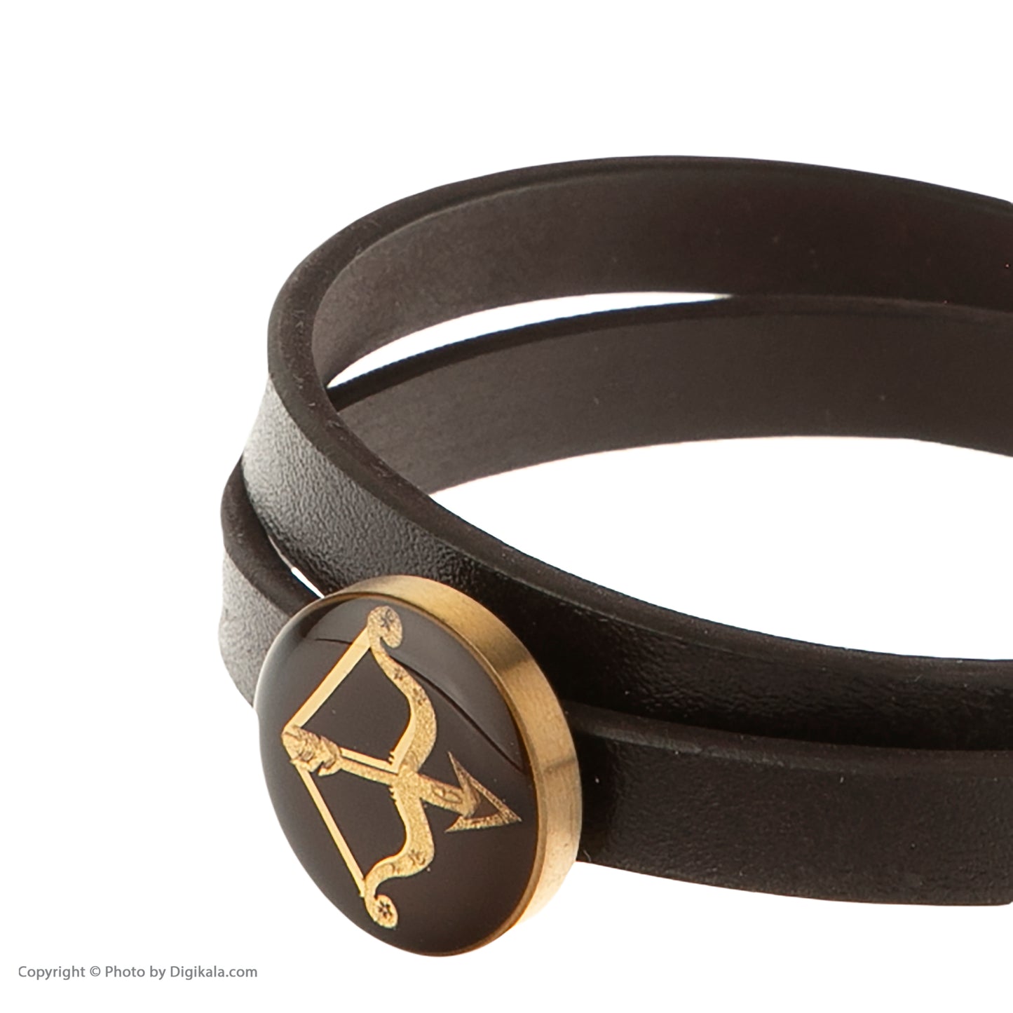 Leather bracelet, zodiac sign Sagittarius, 24 carat gold leaf, stainless steel