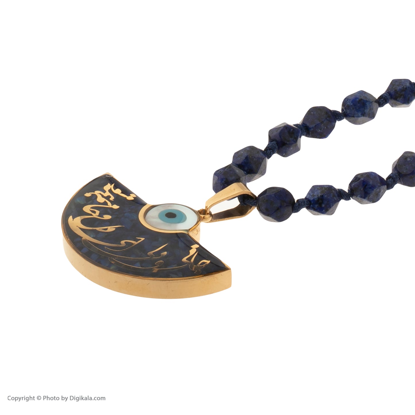 Necklace with pendant, you are my heart&life, 24 carat gold leaf, lapis lazuli gemstone