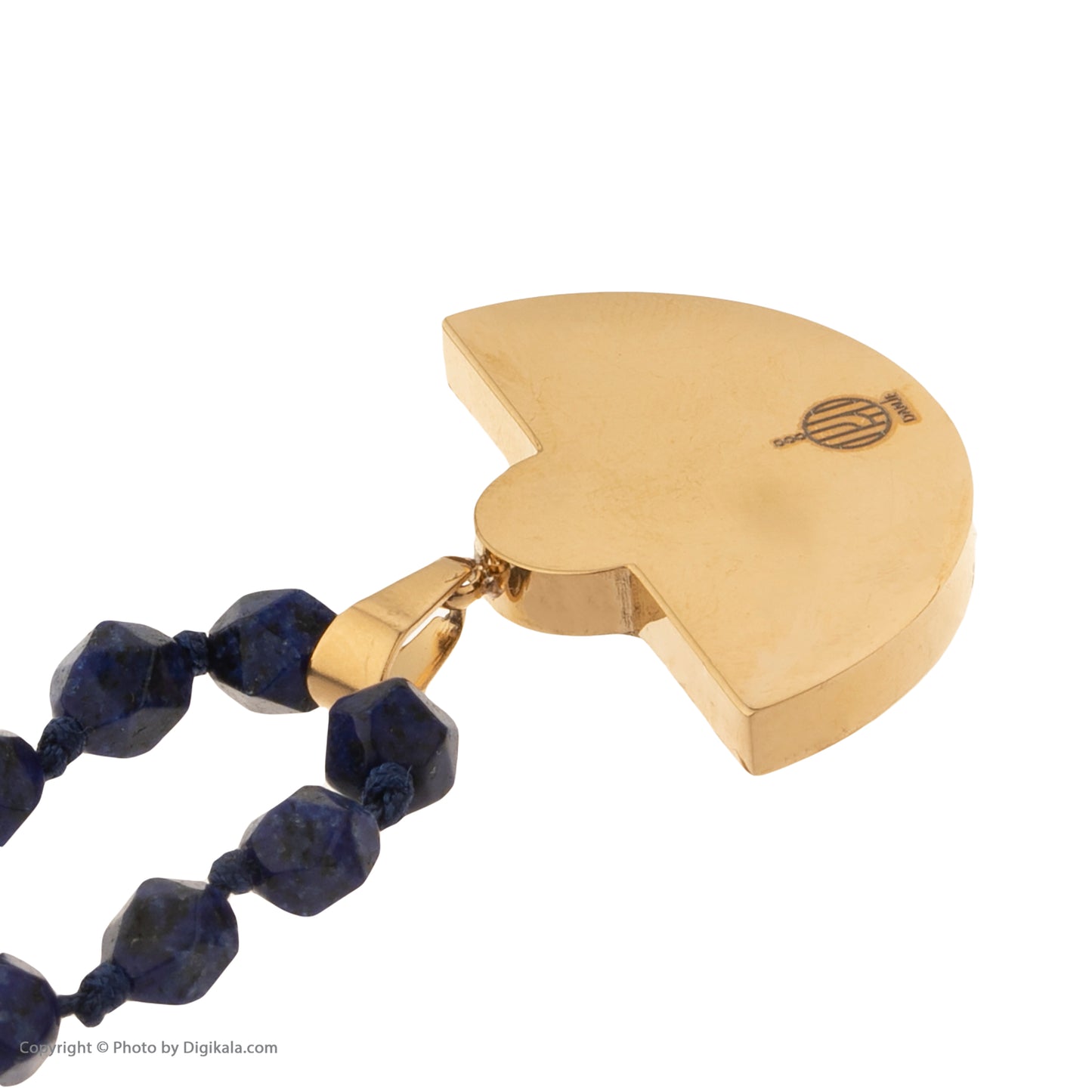 Necklace with pendant, you are my heart&life, 24 carat gold leaf, lapis lazuli gemstone