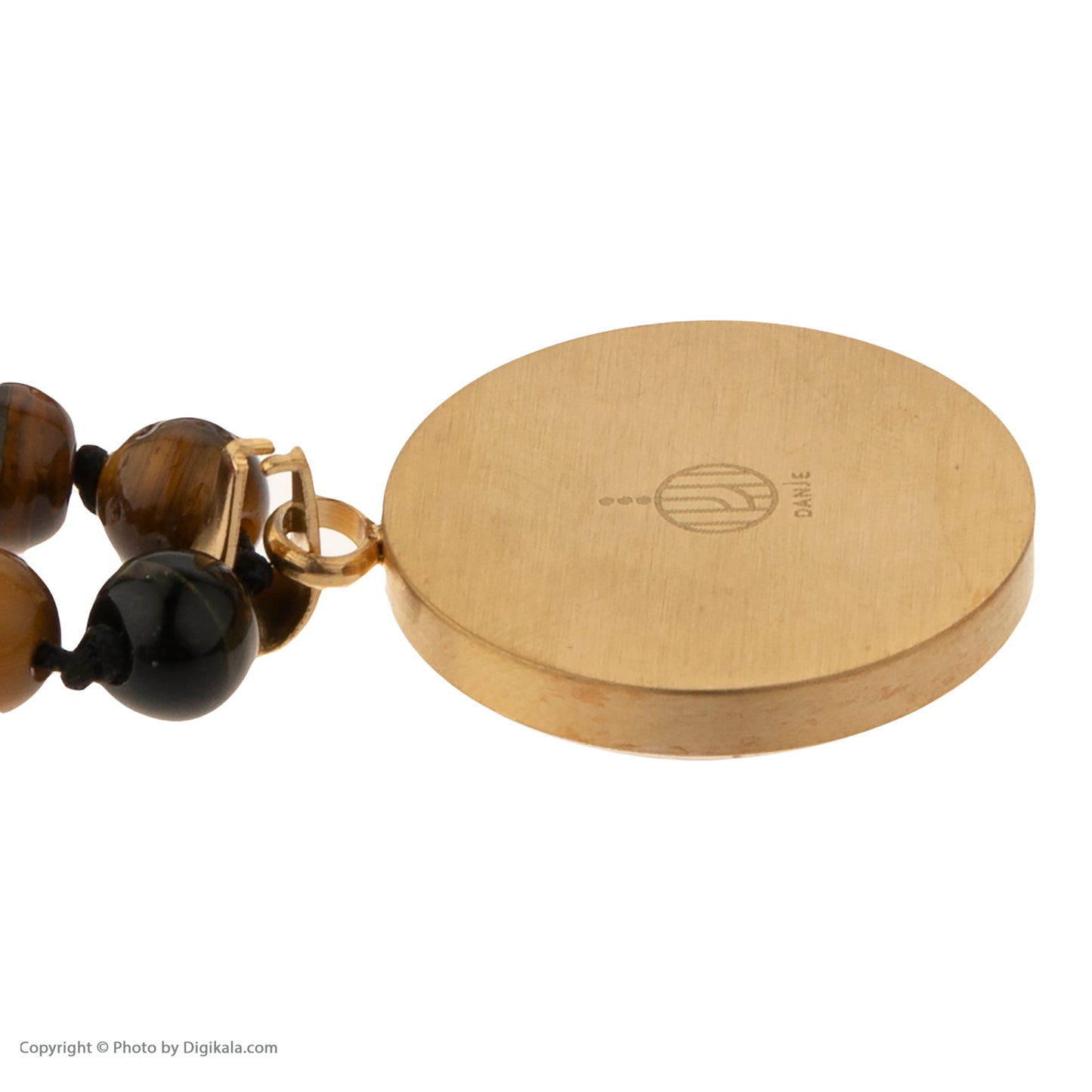 Necklace with owl design made of 24 carat gold leaf, colorful tiger eye