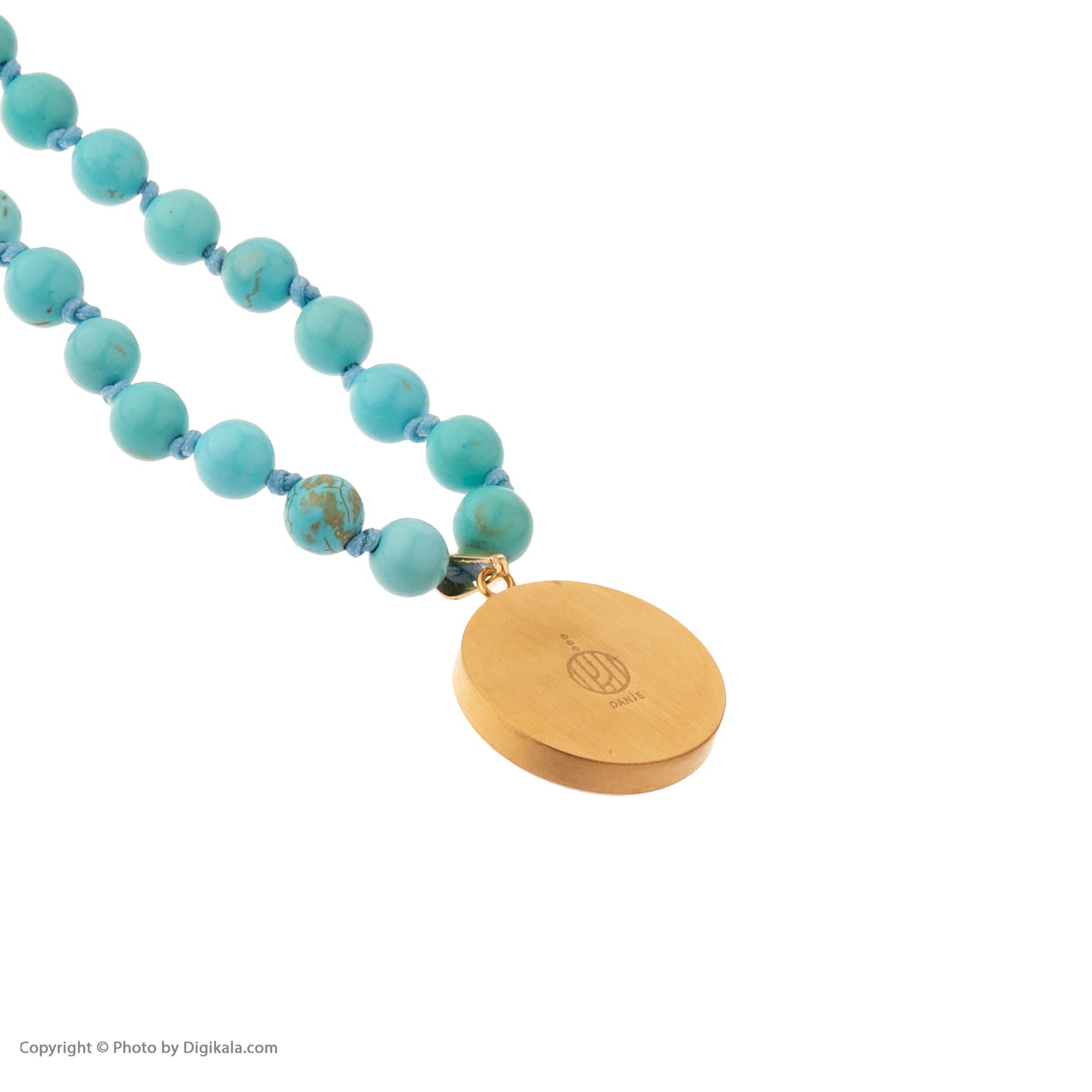 Necklace, zodiac sign Sagittarius, 24 carat gold leaf, stainless steel, turquoise gemstone
