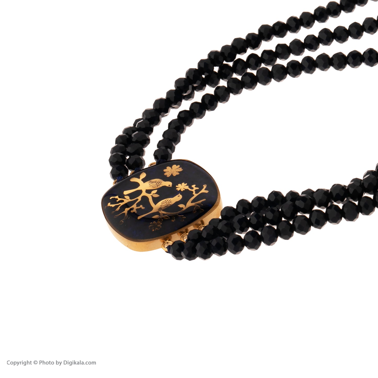 Necklace, Golestan design made of 24 carat gold leaf, dark blue tiger eye