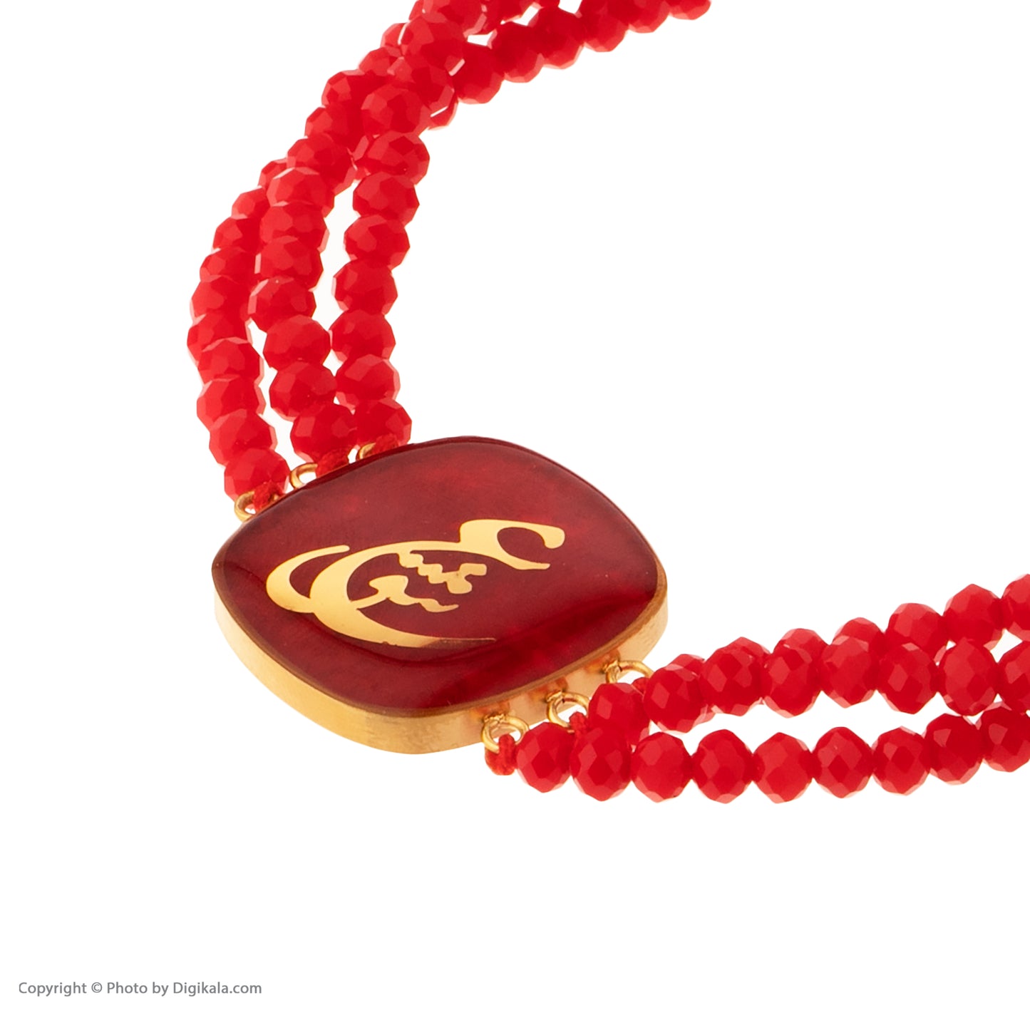 Necklace, Eschgh (Love) design made of 24 carat gold leaf and coral stone