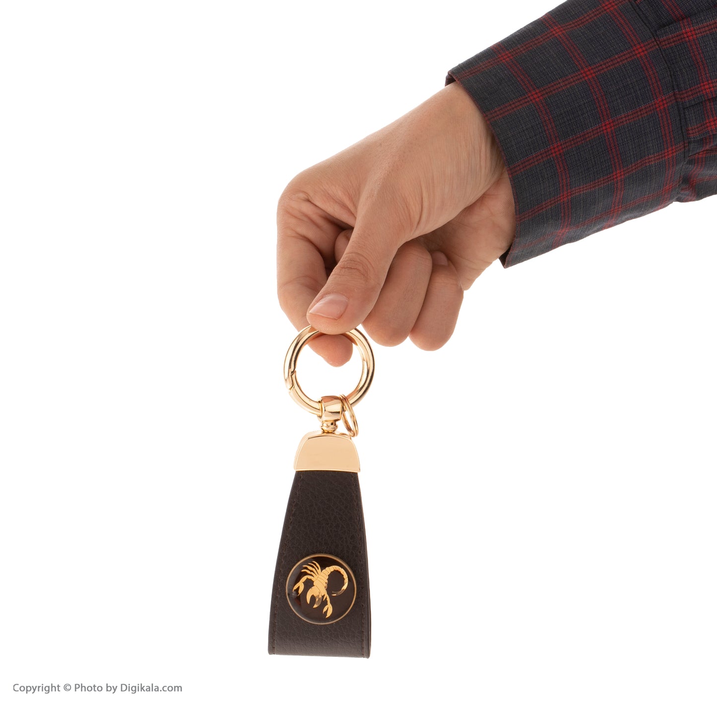 Schlüsselanhänger, Sternzeichen Skorpion aus Leder und 24 Karat Blattgold-Design