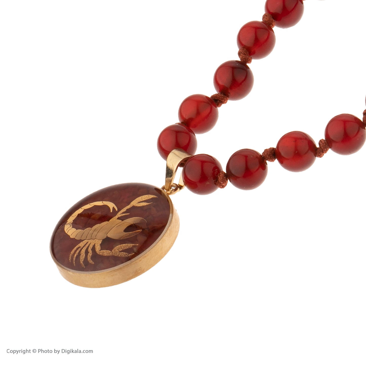 Necklace, zodiac sign Scorpio, 24 carat gold leaf, stainless steel, agate gemstone