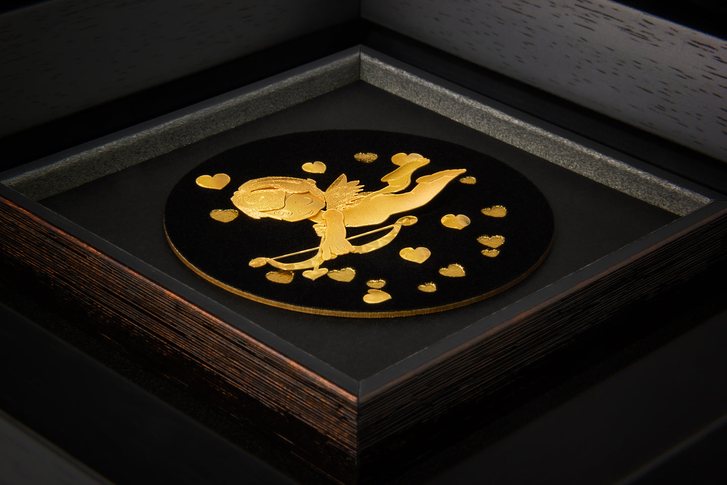 Wandbild, Schützengel, 24 Karat Blattgold, 24*24cm, Braun