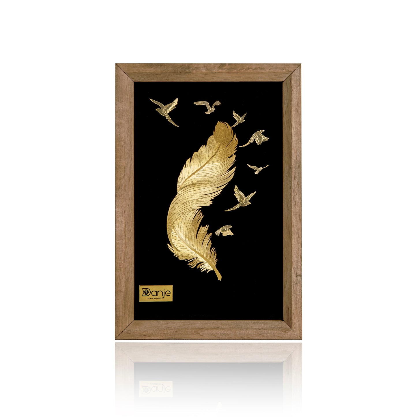 Wandbild, Federnbrett, 24 Karat Blattgold