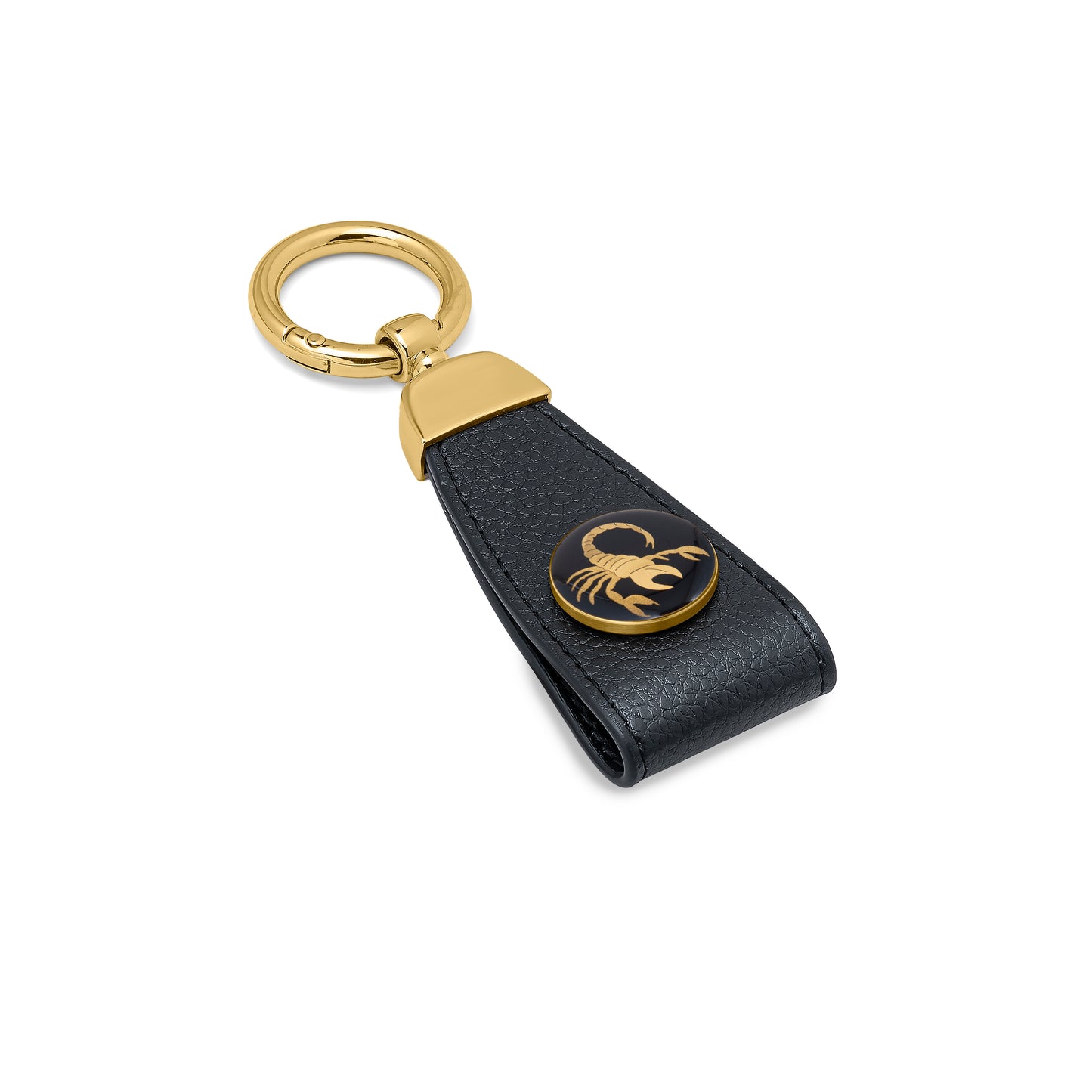 Schlüsselanhänger, Sternzeichen Skorpion aus Leder und 24 Karat Blattgold-Design