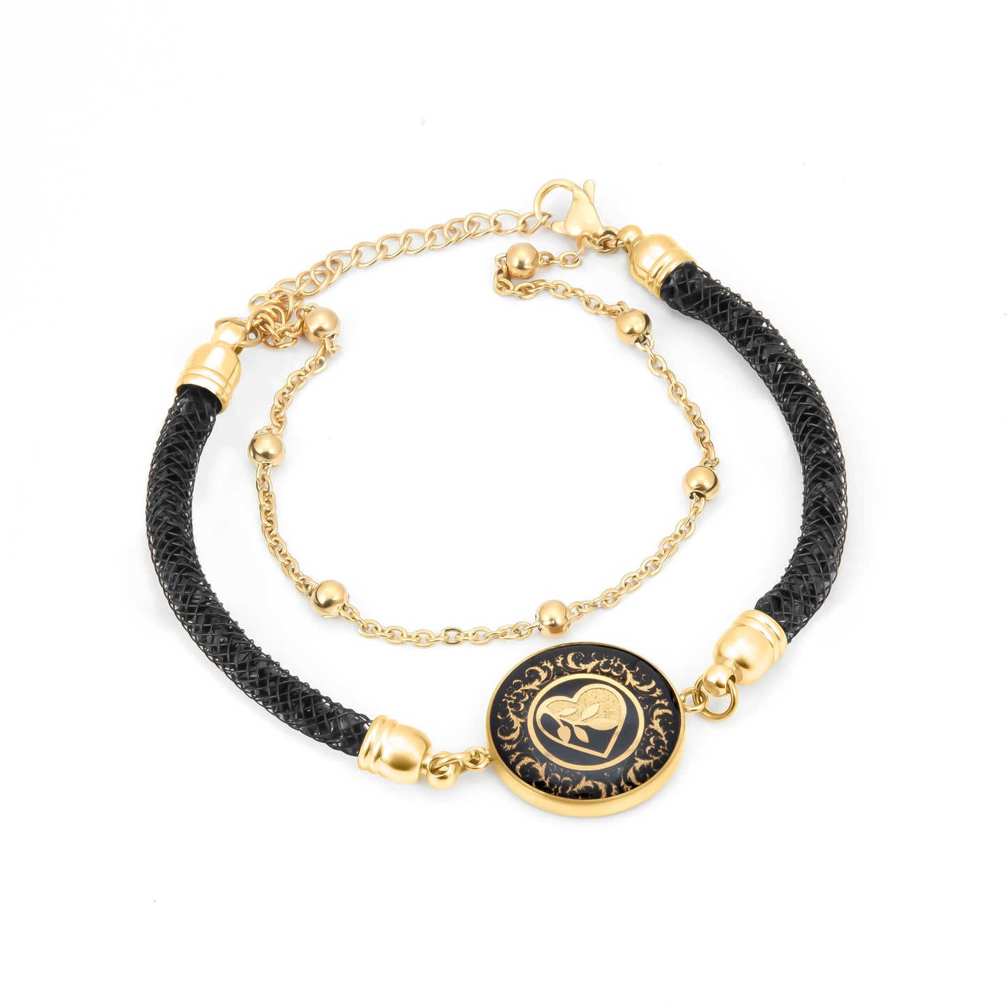 Bracelet, Delyar, Swarovski design made of 24 carat gold leaf, anti-allergic stainless steel
