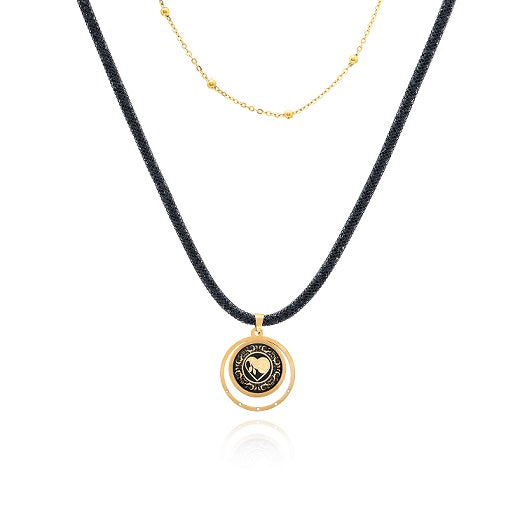 Necklace and pendant, Delyar, Swarovski design made of 24 carat gold leaf, anti-allergy stainless steel