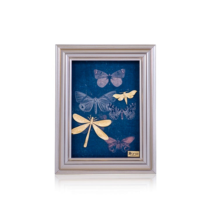 Wandbild, Libelle aus 24 Karat Blattgold, 17*20 cm