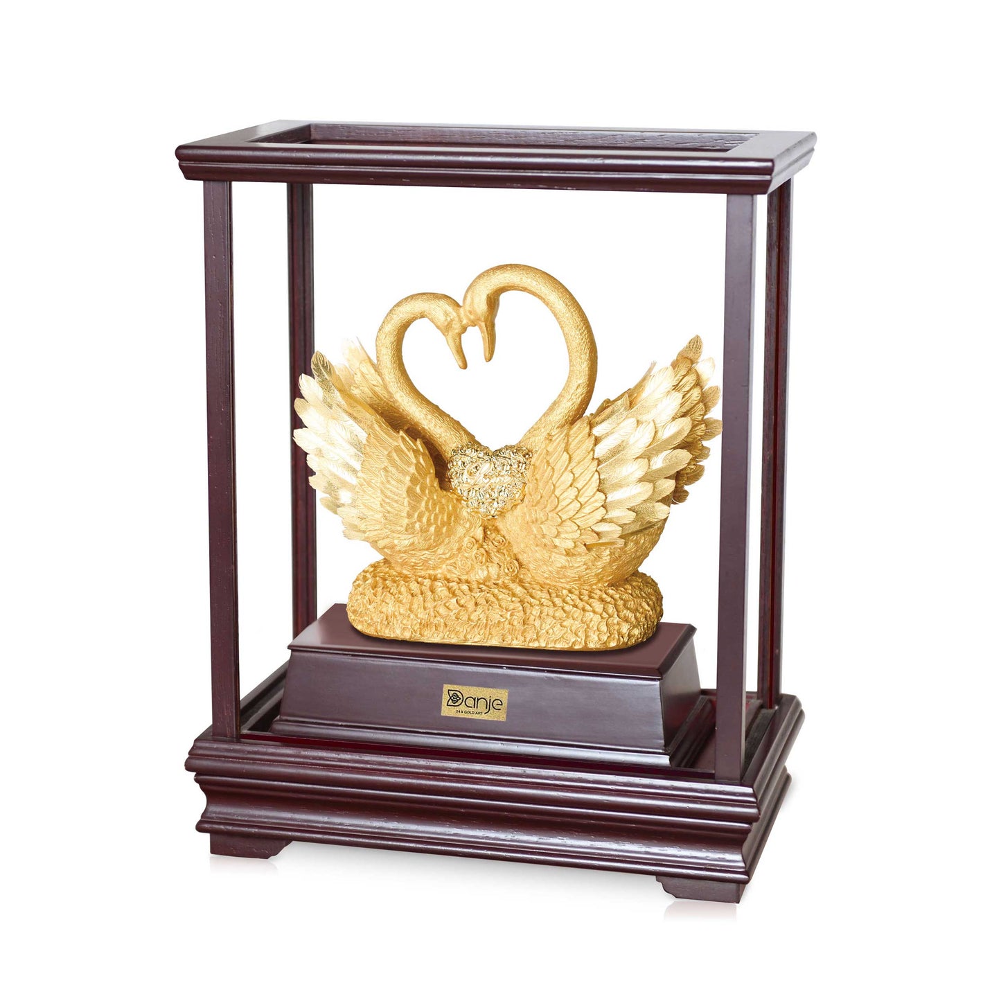 Skulptur von zwei Schwänen 29*34, 24 Karat Blattgold