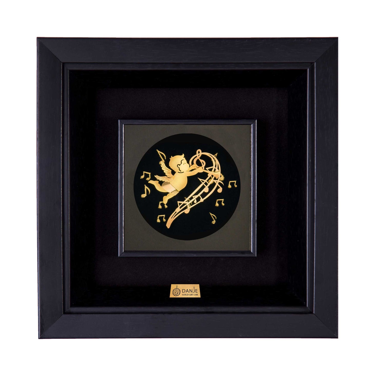 Wandbild, Musikantischer Engel, 24 Karat Blattgold,24*24 cm