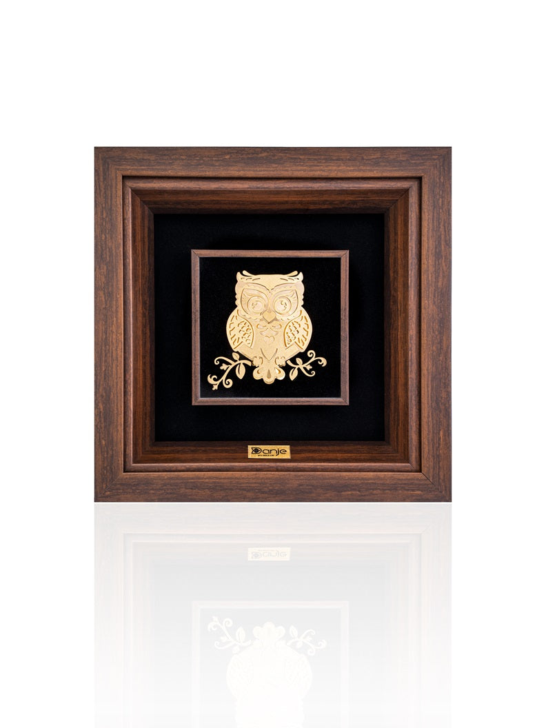 Wandbild, Eulen, 24 Karat Blattgold