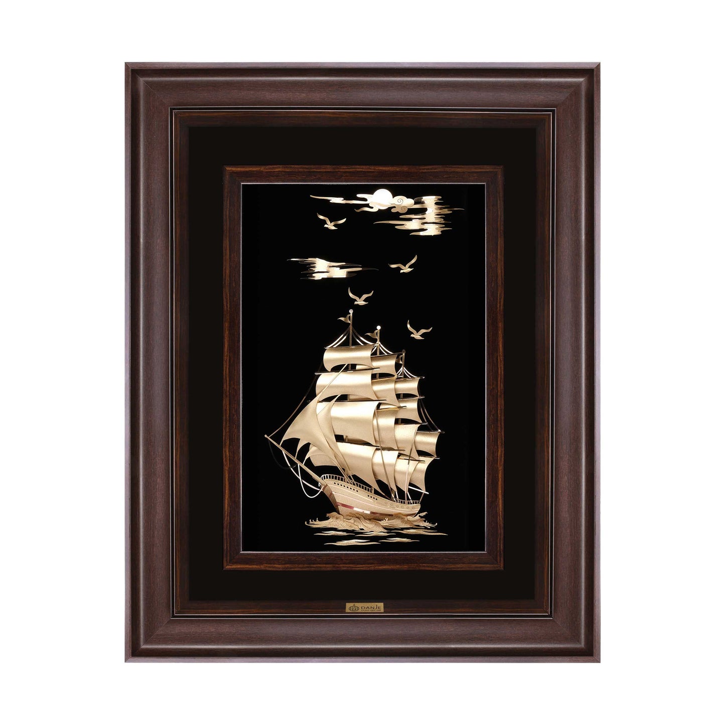 Wandbild, Segelschiff,24 Karat Blattgold
