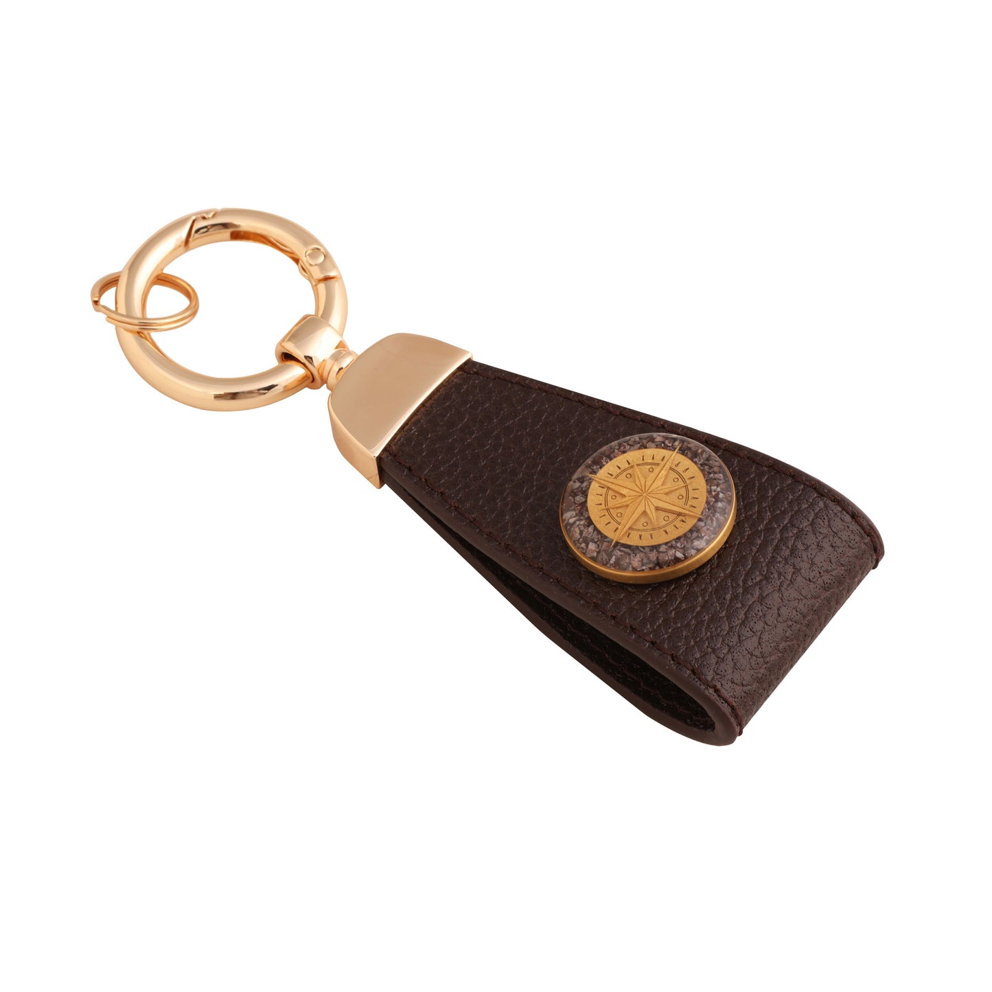 Schlüsselanhänger, Leder, Braun, Safari Design aus 24 Karat Blattgold,