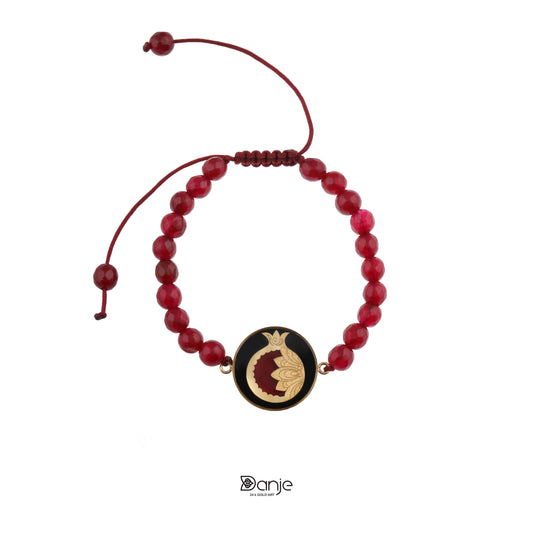 Stone bracelet, Yalda, 24 carat gold, red jade