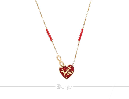 Necklace with coral stone pendant (sad jane mani), 24 carat gold leaf, anti-allergic stainless steel