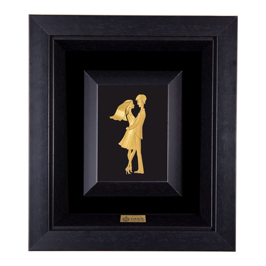 Wandbild, Mädchen &Junge-Design aus 24 Karat Blattgold, 34*30cm