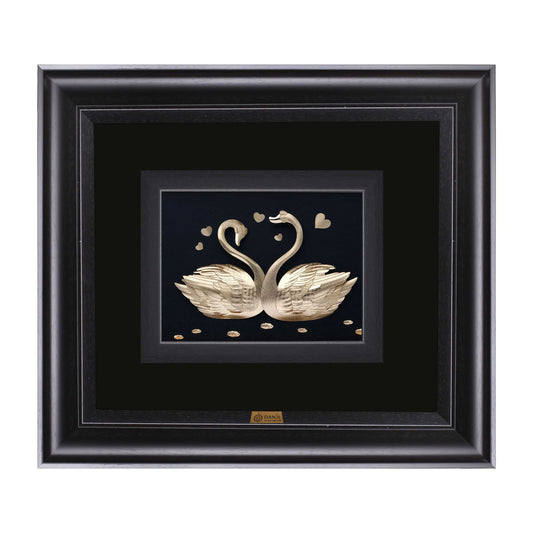 Wandbild, Zwei Schwäne aus 24 Karat Blattgold, 45*40 cm