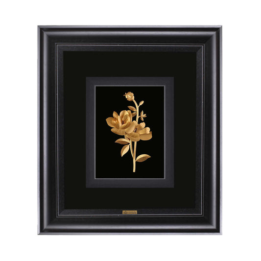 Wandbild, Wildrose aus 24 Karat Blattgold, 34*30 cm