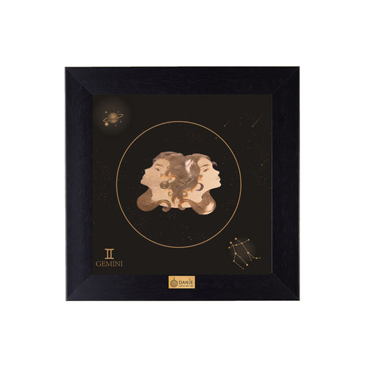 Wandbild, Sternzeichen, GEMINI, 24 Karat Blattgold