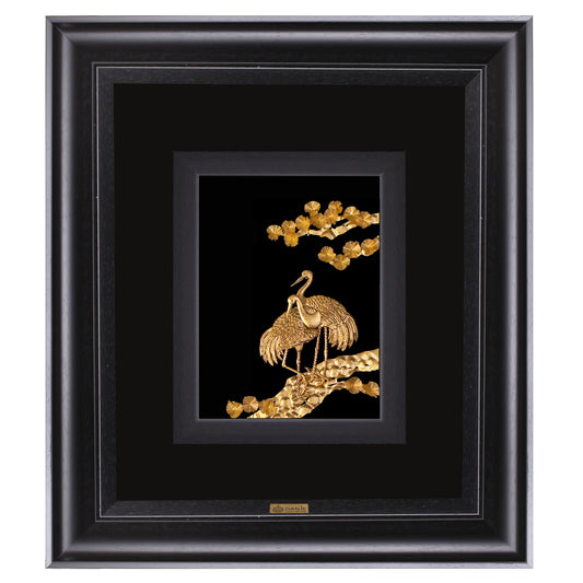 Wandbild, zwei Vogel, 24 Karat Blattgold, 40*45 cm PVC-Rahmen