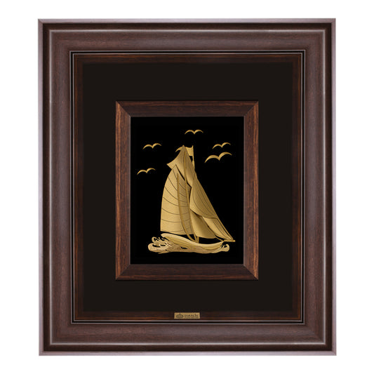 Wandbild, Segelboot, 24 Karat Blattgold
