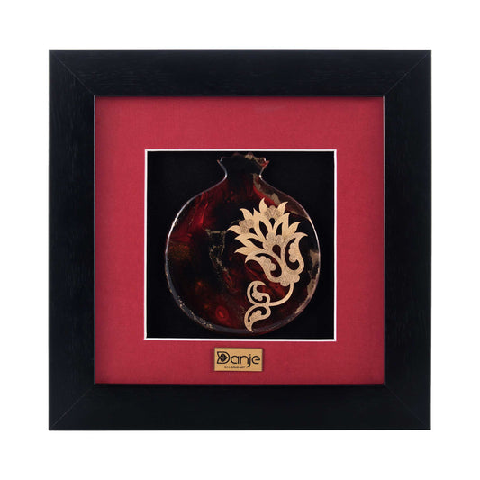 Wandbild, Granatapfel,24 Karat Blattgold, 24*24cm