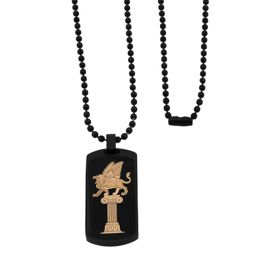 Halskette-Onyx-  mit Anhänger Shir dal  Design aus 24 Karat Blattgold