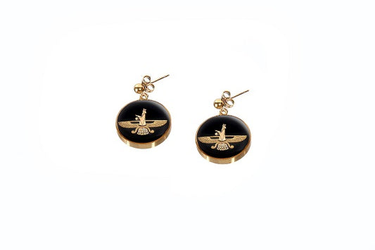 Earrings, Farvahar, 24 carat gold leaf, anti-allergic stainless steel