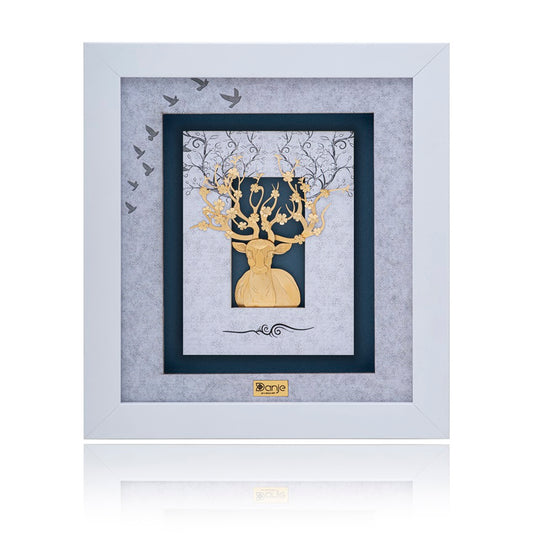 Wandbild, Hirsch, 24 Karat Blattgold