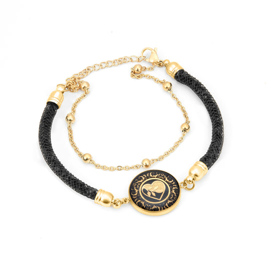 Bracelet, Delyar, Swarovski design made of 24 carat gold leaf, anti-allergic stainless steel