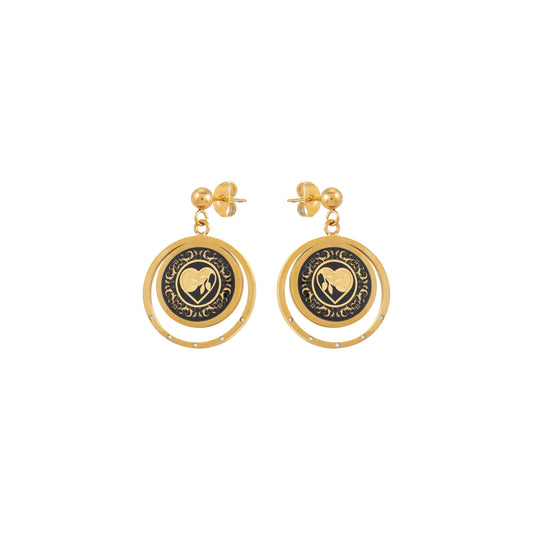 Earrings, Delyar, Swarovski design made of 24 carat gold leaf and anti-allergic stainless steel