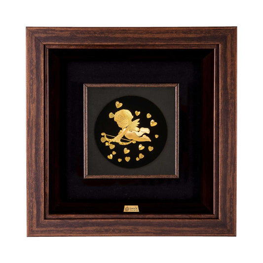 Wandbild, Schützengel, 24 Karat Blattgold, 24*24cm, Braun