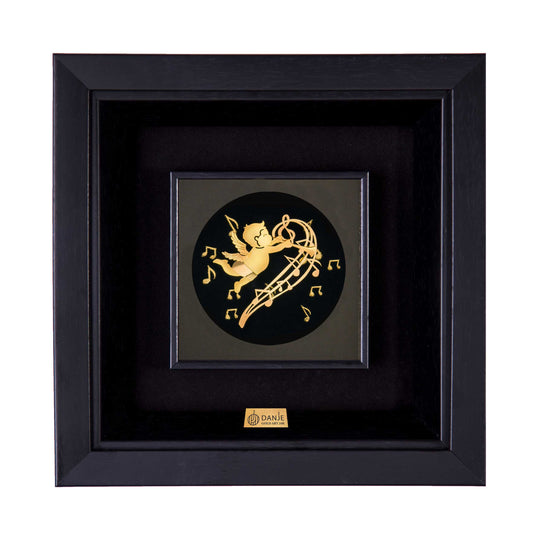 Wandbild, Musikantischer Engel, 24 Karat Blattgold,24*24 cm