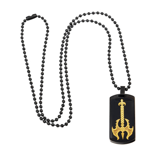 Stone necklace, onyx, pendant (Ahriman) made of 24 carat gold leaf