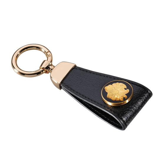 Schlüsselanhänger, Sternzeichen Löwe, aus Leder und 24 Karat Blattgold-Design