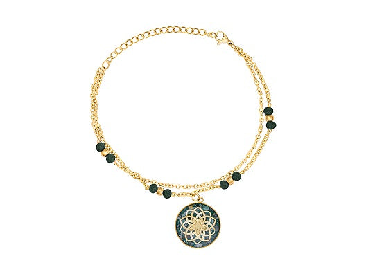 Anklet, Dreamcatcher, 24 carat gold leaf, agate, anti-allergic stainless steel