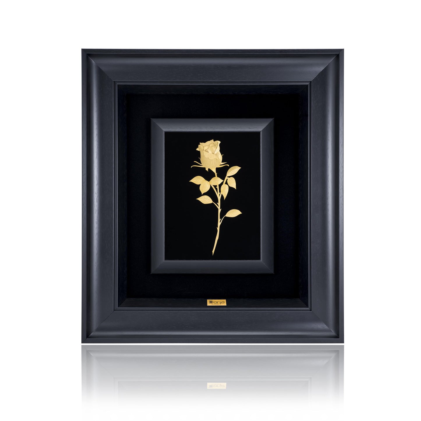 Wandbild, Rose Design aus 24 Karat Blattgold, 34*30 cm PVC Rahm