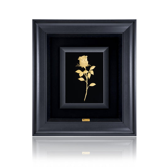 Wandbild, Rose Design aus 24 Karat Blattgold, 34*30 cm PVC Rahm
